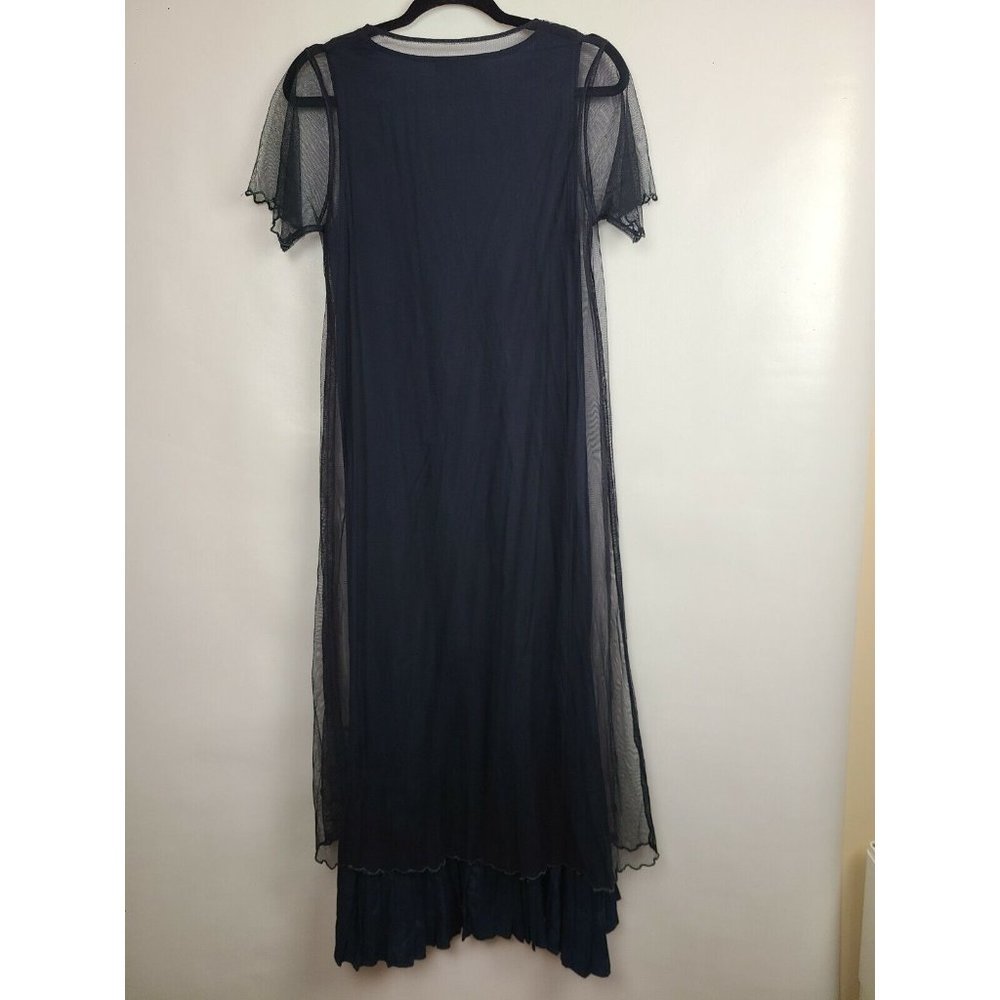 April Cornell Black Mesh Overlay Sequined Cottagecore Maxi Dress Small - Picture 8 of 10